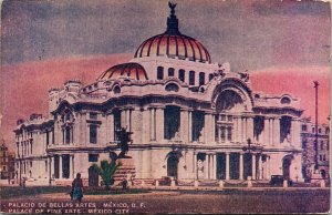 Palace Fine Arts Mexico City Antique Postcard PM Cancel WOB Note Tarjeta Postale 