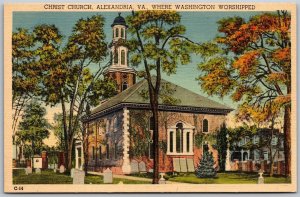 Vtg Alexandria Virginia VA Washington's Christ Church 1940s Linen View Postcard