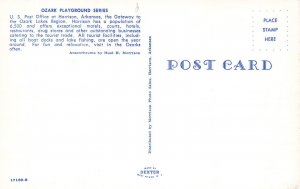 Harrison AR U. S. Post Office Storefronts Old Cars, Postcard