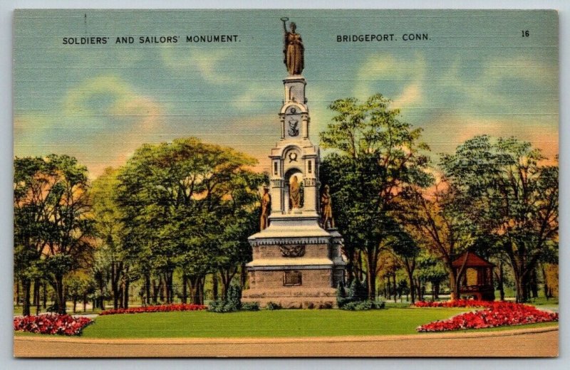 Bridgeport  Connecticut  Soldiers' and Sailors' Monument Postcard