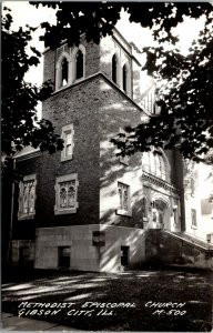 Vtg Gibson City Illinois IL Methodist Episcopal Church RPPC Real Photo Postcard