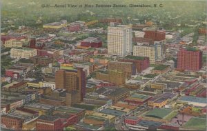 Postcard Aerial View Main Business Section Greensboro NC