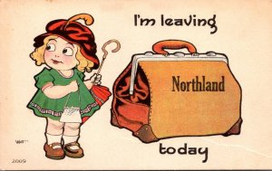 Wisconsin Northland Young girl With Suitcase I'm Leaving Today