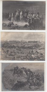 P2211, old postcard 3 dif military napolean,s battle of waterloo scenes unused