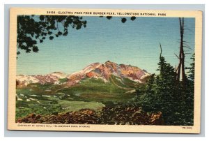 Vintage 1940's Postcard Electric Peak Bunsen Peak Yellowstone National Park WY