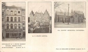 ALBANY NEW YORK STATE SUNDAY SCHOOL CAPITOL & EPISCOPAL CHURCH POSTCARD 1908