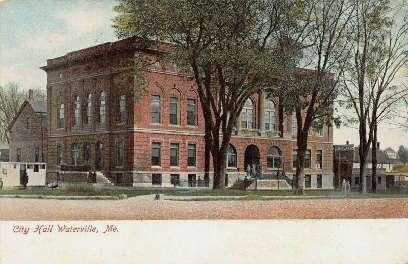 City Hall, Waterville, Maine, Very Early Postcard, Used in 1910