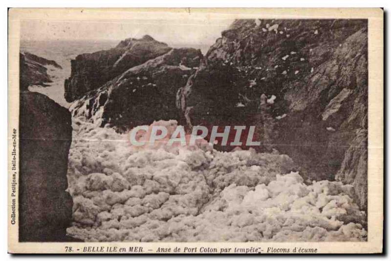 Postcard Old Belle Ile en Mer Anse Port Coton by storm Flakes ecume