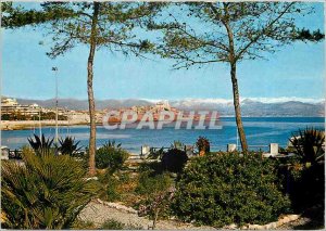 Old Postcard French Riviera Antibes View of the Old City and the snowy Alps