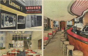 Linen Postcard Landers Restaurant Cocktail Lounge Chicago Wabash Ave. Multiview  
