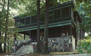 Vintage Postcard Gene Straton Wildflower Woods Cabin Memorial Rome City Indiana