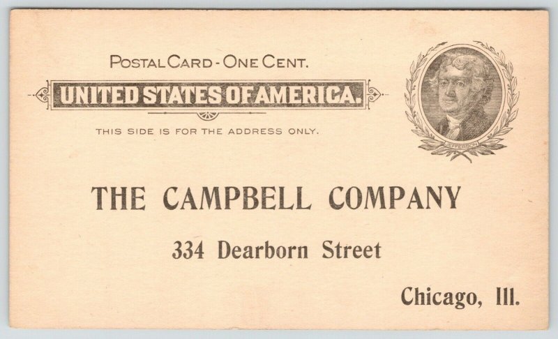 Chicago~Campbell Co~Postal For Quotes n Century Press Forms~Jefferson Portrait 