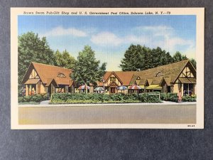 Brown Swan Pub-Gift Shop & PostOffice Schroon Lake NY Linen Postcard H1283092209