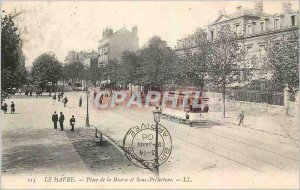Old Postcard Le Havre Place de la Bourse and Under Prefecture Tram