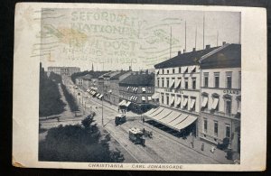 Mint Norway Real Picture postcard RPPC Oslo Gran Hotel View Carl Johansgade