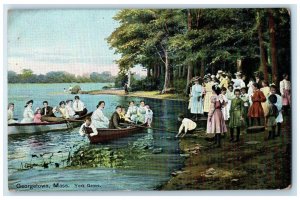 c1910 Canoeing Boat Lake York Grove Georgetown Massachusetts MA Vintage Postcard