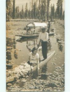 old rppc NICE VIEW Xochimilco In Mexico City Mexico i2674