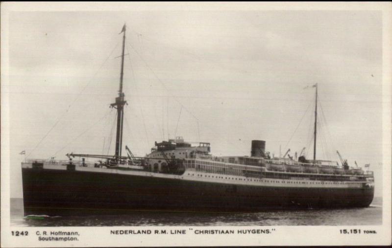 Steamship Nederland RM Line Christiaan Huygens c1920 Real Photo Postcard