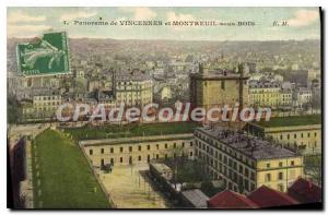 Old Postcard Panorama of Vincennes and Montreuil sous Bois