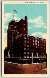 Pittsburg Kansas~Hotel Besse Bldg Street View~American Art Vintage Postcard