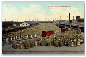 c1950 Cotton Docks Train Cargo Storage Building Wharf Savannah Georgia Postcard