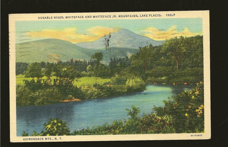 USA Postmark 1952 Littleton NH Whiteface Mountains Lake Placid Linen Postcard