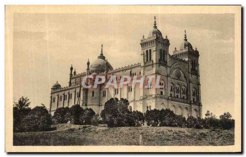 Old Postcard surroundings Tunis Tunisia Cathedrale St. Louis