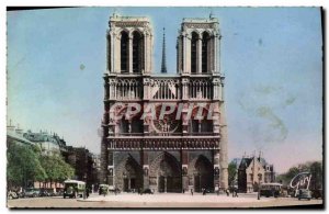 Modern Postcard Paris And Its Wonders Notre Dame Cathedral and Le Parvis