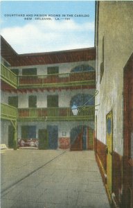 New Orleans, LA Cabildo Courtyard and Prison Rooms, Lithograph, Unused Postcard