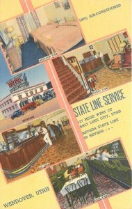 Utah Salt City Utah State Line Service multi View Teich linen Postcard 22-8107