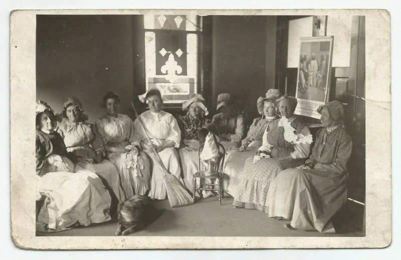 VTG Group Of Church Women Dresses Bonnets Jesus Poster  RPPC  Postcard