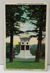 General Braddock's Grave and Monument, National Hwy E Uniontown Pa Postcard C11