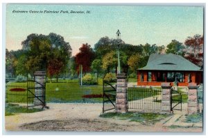 c1910's Entrance Gates To Fairview Park Dirt Road Decatur Illinois IL Postcard