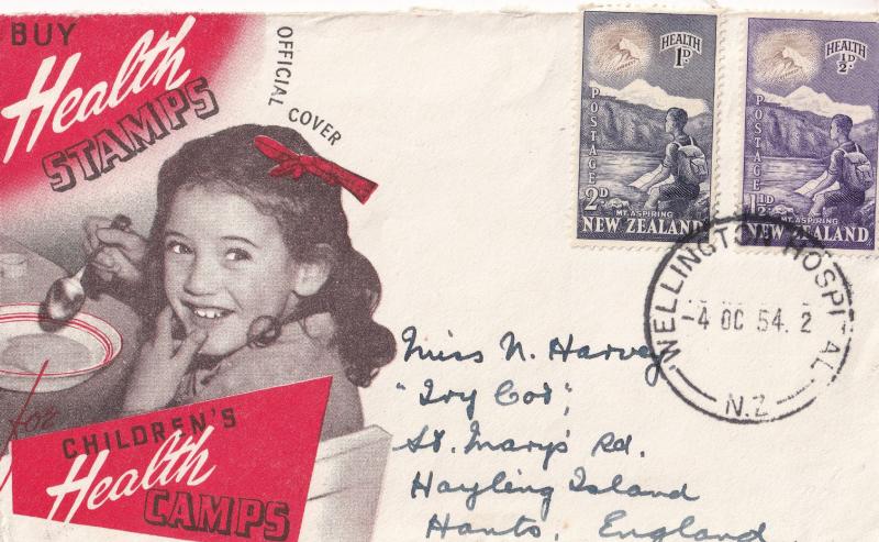 Wellington Hospital Childrens Health Stamps Postmark 1954 New Zealand FDC