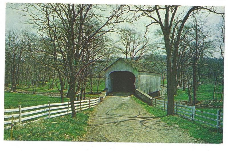 Covered Bridge Postcard Pennsylvania Knecht Bucks County PA