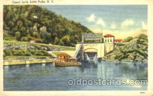 Canal Locks, Little Falls, New York, NY USA Canal 1950 postal used 1950