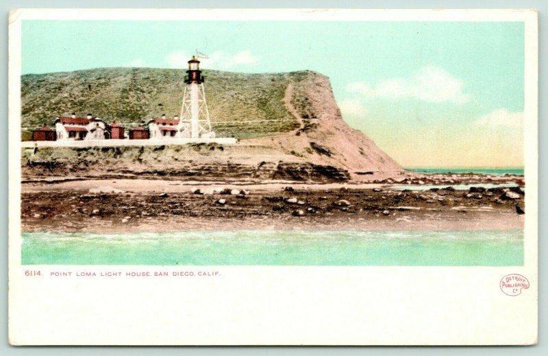 San Diego CA~Point Loma Lighthouse Close Up~Keepers Cottage~1905 Detroit Pub Co 