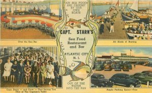 Atlantic City New Jersey Capt. Starn's Restaurant Tichnor Postcard 21-10847