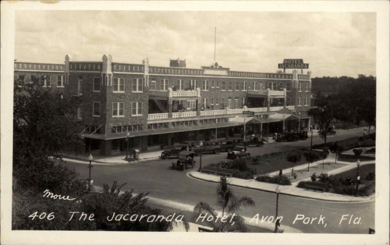 Avon Park FL Jacaranda Hotel c1930 Real Photo Postcard