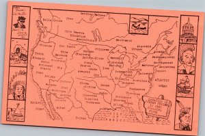 Postcard Map US Location of Indian Tribes in Pre-Colonial Times by Charles Dodds