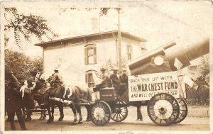 H95/ Patriotic Postcard c1918 RPPC War Chest Fund Parade Wagon Gun 224