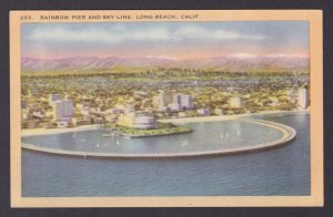 Postcard, United States, Long Beach CA, Rainbow Pier and Sky Line
