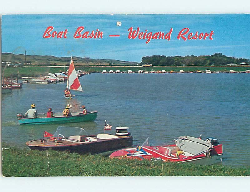 Pre-1980 COLORFUL BOATS IN BOAT BASIN AT RESORT Crofton Nebraska NE J7823