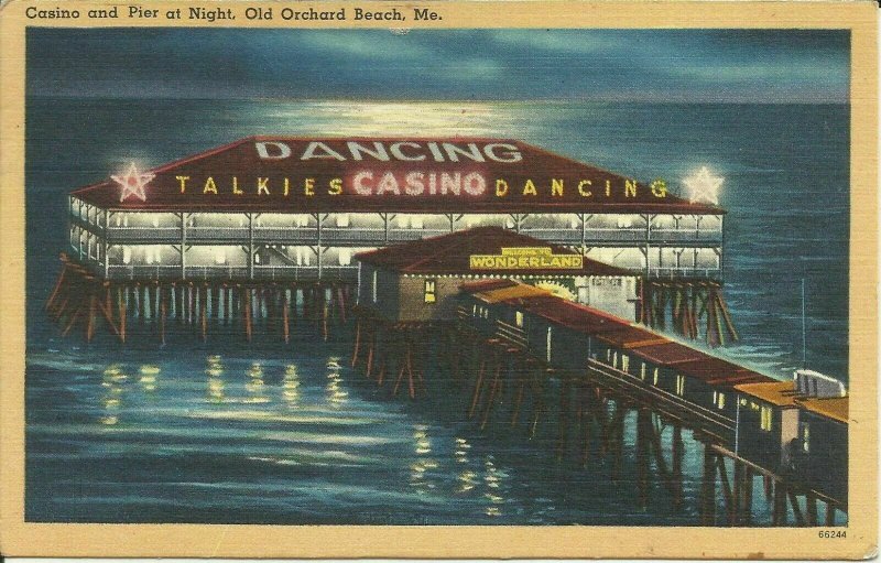 Old Orchard Beach, Me., Casino And Pier At Night