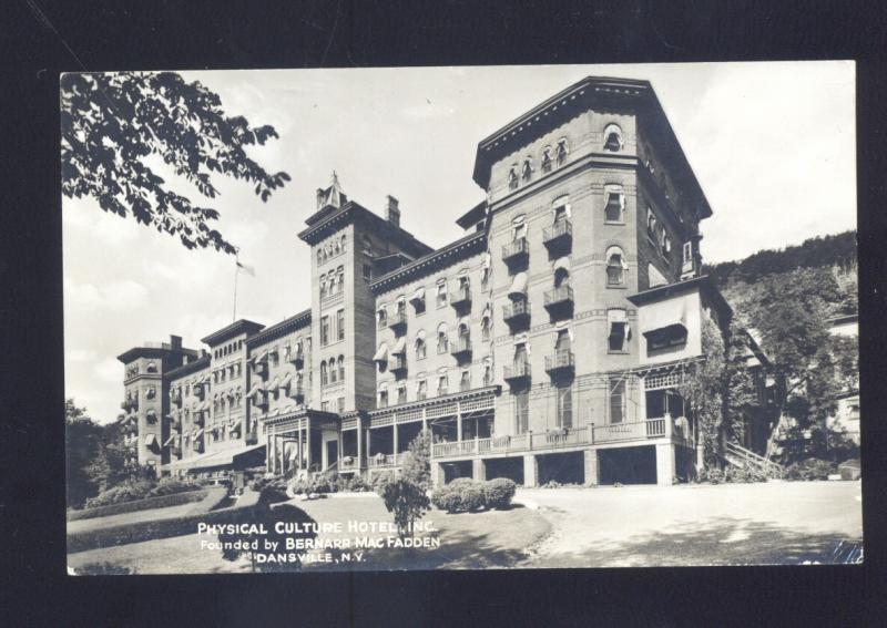 RPPC DANSVILLE NEW YORK PHYSICAL CULTURE HOTEL VINTAGE REAL PHOTO POSTARD NY