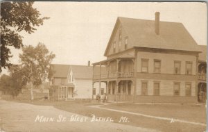 Bethel Maine RPPC View on Main Street Large Home Or Boarding House Postcard V20