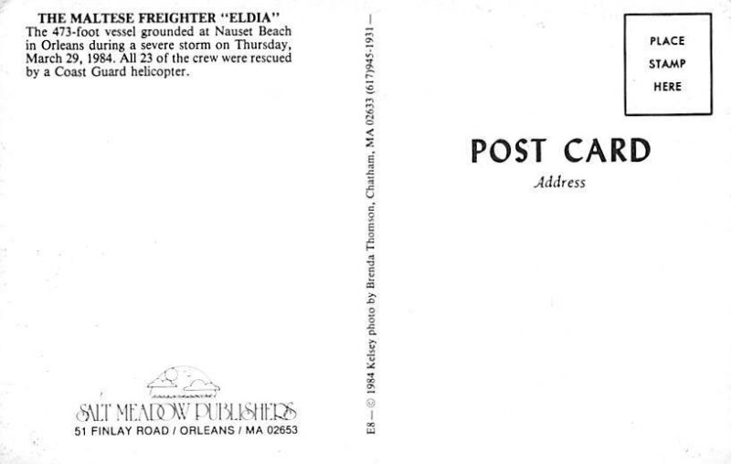 Maltese Freighter Eldia Ship Unused 