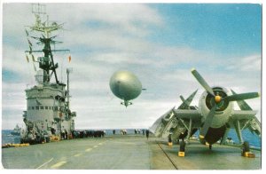 Blimp on H.M.C.S. Magnificent Unused Postcard, Canada Aircraft Carrier, Ship