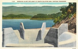 Vintage Postcard 1930s Morning Glory Spillway at South Holston Dam Eastern TN