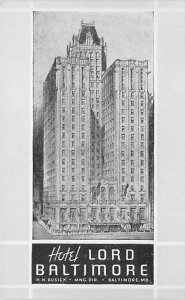 Hotel Lord Baltimore Baltimore, Maryland MD Postcards
